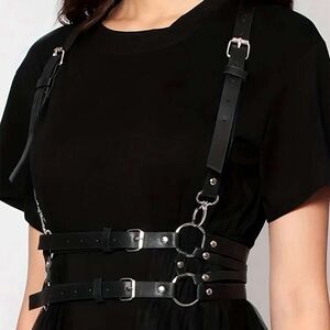 Steampunk Gothic Rocker Ring Studded Silver Gold Harness Suspenders Belt Lot NEW